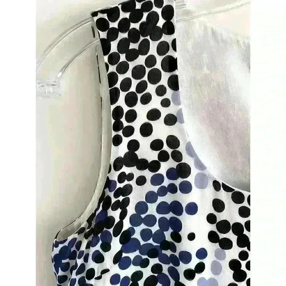 St John Sz 4 Silk Ruffle Dot Top White Black Dot Pattern Feminine Pretty Elegant - Picture 4 of 16